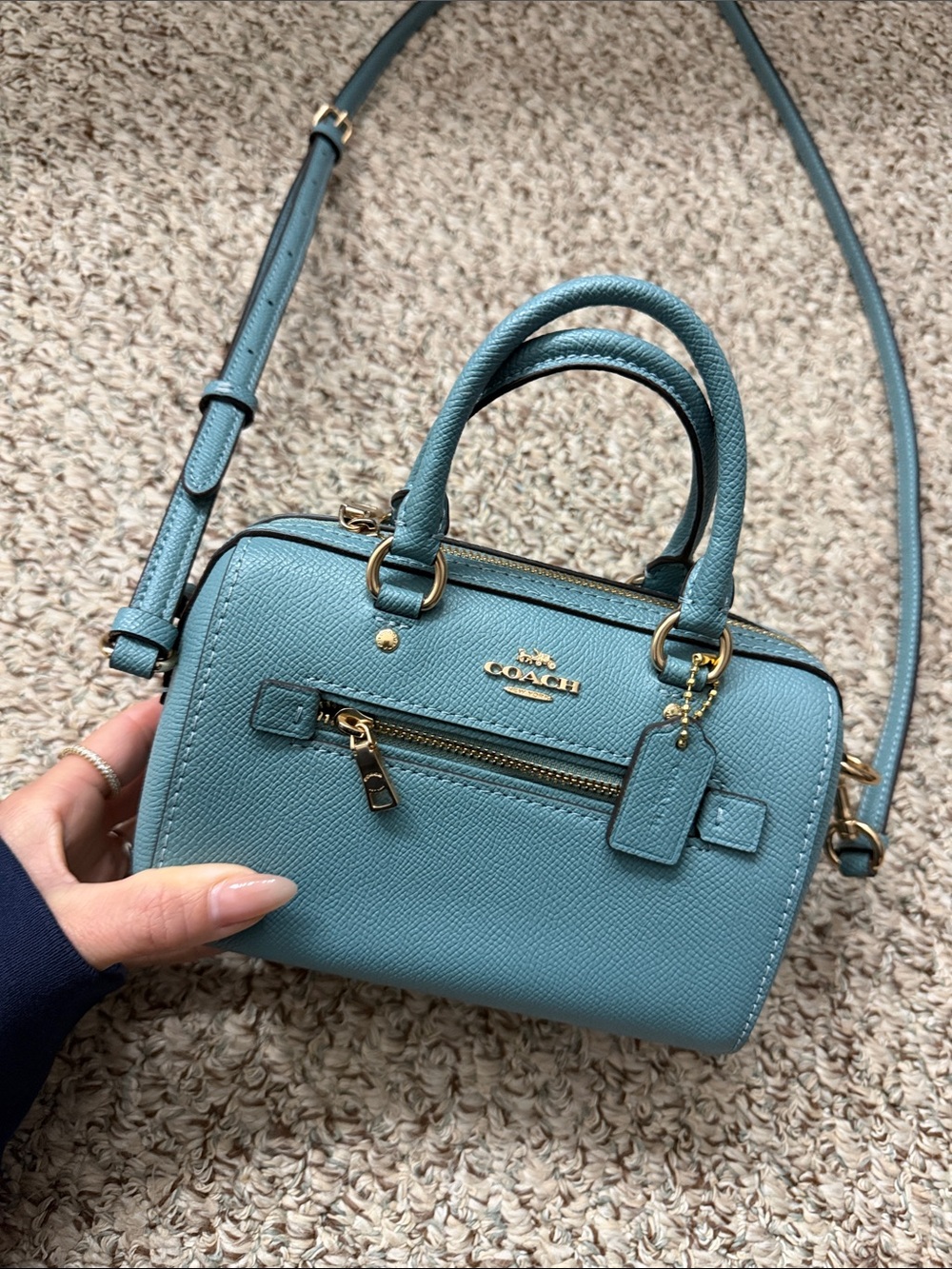 Coach micro Rowan Crossbody Bag with Gold Hardware- Teal